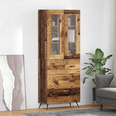 vidaXL - Hoge - kast - met - plank - 2 - st - Oudhout - 69,5 - x - 34 - x - 180 - cm
