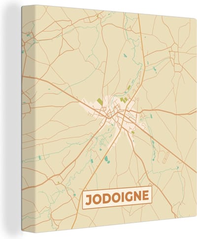 Canvas Schilderij Kaart - Geldenaken - Vintage - Plattegrond - Stadskaart - 20x20 cm - Wanddecoratie