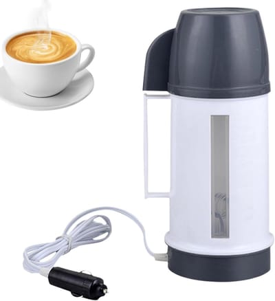Auto waterkoker - Reis waterkoker - Warme dranken maken - Snelle opwarmfunctie - 25.2 x 11.5 cm - Zilver