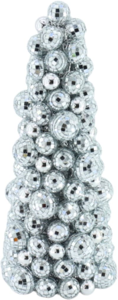 Housevitamin Kerstdecoratie – Discobal Kerstboom – Kunststof – Zilver – 20x19x42 cm – Feestelijk & Onbreekbaar – Discoballen Kerstboompje