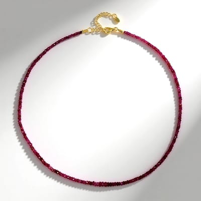 Cavill - Elegante Halsketting 925 Sterling Zilver - Madagaskar Robijn Fancy Kraal 45,11 ct - Verstelbare Rode Edelstenen Ketting - Luxueuze Sieraden