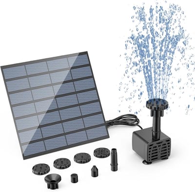 Zelfbouw Zonnepompset voor Waterfontein Buiten - Zonne-energie Waterpomp met 6 Sproeiers voor Vogelbad, Vijvers - Tuin en Visbak - Geschikt voor Daglichtgebruik - Eenvoudige Installatie - Duurzaam en Milieuvriendelijk