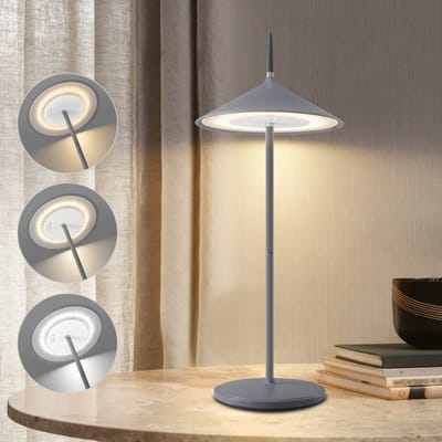 NETTLIFE Tafellamp LED - USB oplaadbaar - grijs - draadloze Buitenlampe - Touch Dimbaar - 1800mhA - Modern Bedlamp - voor Binnen en Buiten - IP44 Waterdicht - voor balkon | tuin | eettafel | camping