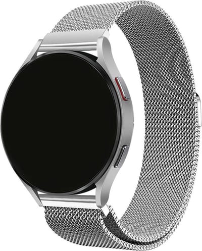 Stravo Smartwatch Milanees bandje 20mm – Zilver – Geschikt voor Samsung Galaxy Watch 7/6/5/4, Garmin Forerunner 70/170/55/165/245 & Vivoactive 6/5/3 – Luxe Milanese Horlogebandje