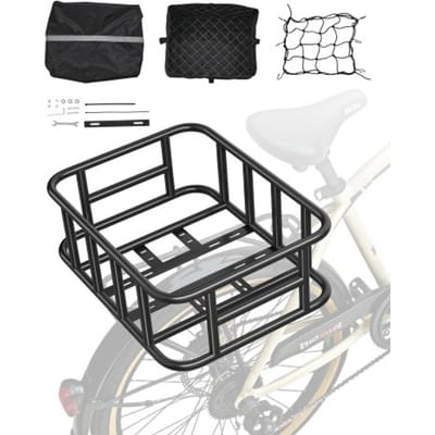 VEVOR Achterfietsmand 435x330x155 mm, Achterwielmand met bagagenet en hoes, Bagagedrager voor het vervoeren van honden, huisdieren, fruit en boodschappen, Inclusief montagegereedschap