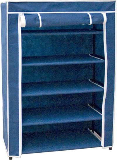 Opvouwbaar camping schoenenrek / schoenenkast - blauw - 60 x 30 x 88 cm - Kleding/schoenen opbergers - opbergen
