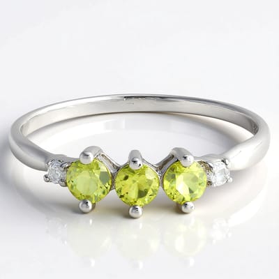 Cavill - 925 Sterling Zilver ring met 0,42 ct koper toermalijn rond & 0,052 ct witte topaas - Elegante damesring Mozambique