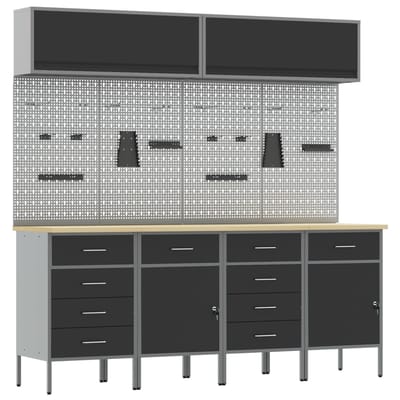vidaXL - Werkkast - Set - met - lade - met - opslag - met - slot - 10 - st - Zwart