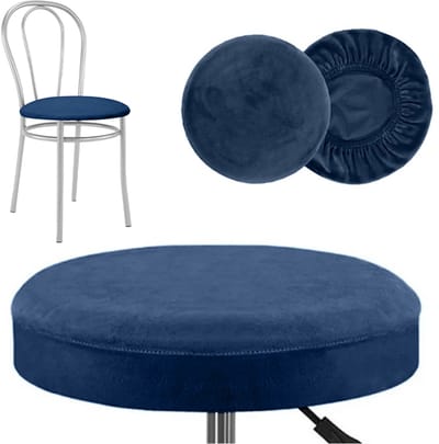 Meble odNowa - Velours Stoelzitting Hoes - Rond - Blauw