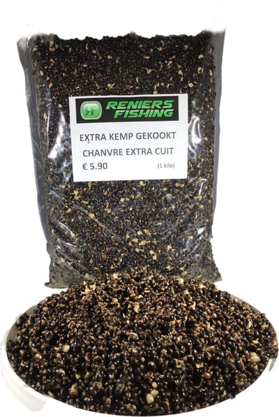 Reniers Fishing Extra Gekookte Kemp Of Hennepzaad – Verse Kant-en-Klare Hennep voor Karper en Witvis - Maat : 3 Kilo