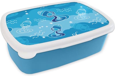 Broodtrommel Blauw - Lunchbox - Brooddoos - Aquarius - Design - Zodiac - 18x12x6 cm - Kinderen - Jongen
