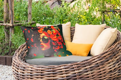 Buitenkussens - Tuin - Vrouw - Sinaasappel - Bessen - Oranje - 50x30 cm