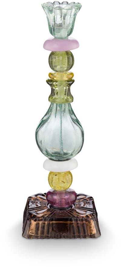 Pip Studio Kaarsenhouders - Beads - Kandelaar van Glas - Donkergroen - 28cm