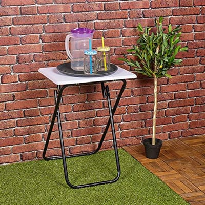 Opvouwbare Zijtafel met Metalen Poten voor Binnen en Buiten