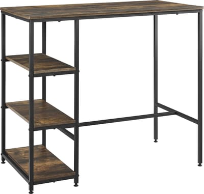 Bartafel Växjö met 3 planken 109x60x100 cm zwart houtkleurig