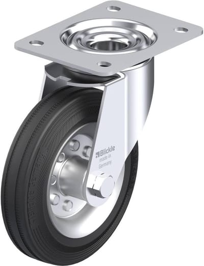 Zwenkwiel Staalplaat - Industrieel Wiel - Materiaal Transport - Dubbel Kogellager - 160 mm Diameter - Zwart