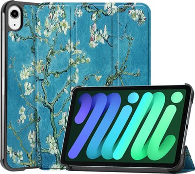Hoesje Geschikt voor Apple iPad Mini 6 (2021) - 8.3 inch - 6e Generatie - Dun & Stevig - Trifold Bookcase - Hard Cover - Hardcover Book Case - Tablet Hoes - Bloesem
