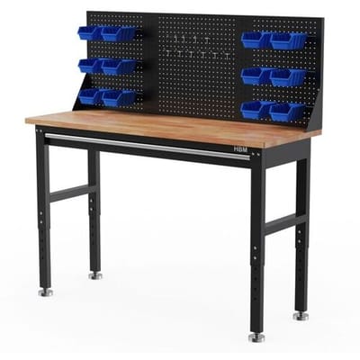 HBM heavy duty werkbank 152 cm, met een lade en achterwand