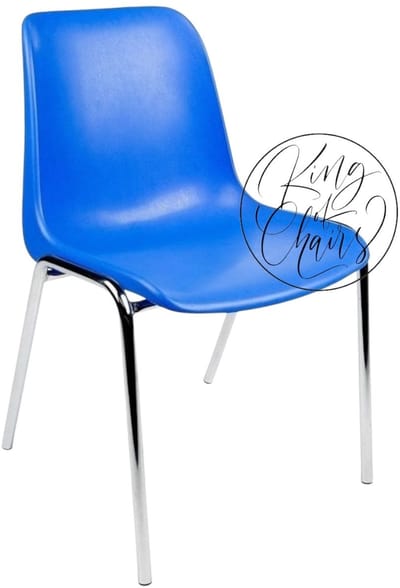 Kantinestoel Helene Blauw - verchroomd onderstel kantinestoel stapelstoel kuipstoel vergaderstoel tuinstoel kantine stoel stapel stoel tuin stoel kantinestoelen stapelstoelen kuipstoelen arenastoel schoolstoel bezoekersstoel Everardo