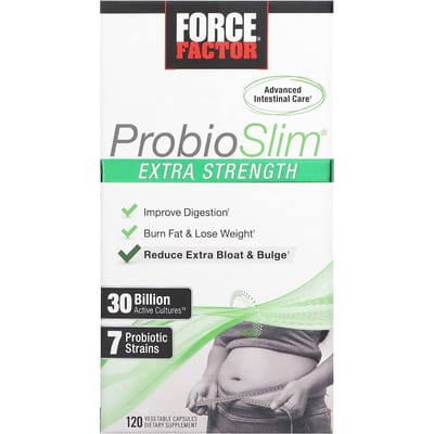 Force Factor, ProbioSlim®, Extra Sterkte, 30 miljard CFU, 120 vegetarische capsules (15 miljard CFU per capsule)