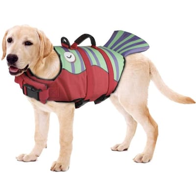 Haai Hond Zwemvest Verbeterd Drijfvermogen Kleine Honden Zwemkleding Veiligheidsvest met Handvat voor Middelgrote Grote Honden Surfen M