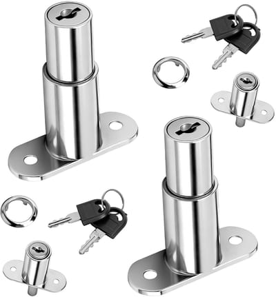 Dailygoods - Kastslot, schuifdeur, drukcilinder, verschillende vergrendeling, meubelcilinder, cilinderdiameter 19 mm, robuust staal, inclusief sleutel, geschikt voor deurdikte tot 32 mm