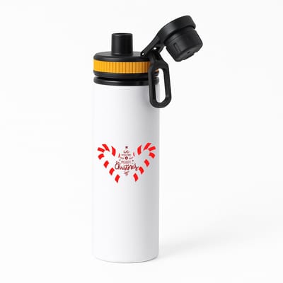 Hacebo® - Kerst we wish you a merry christmas waterfles met draaidop oranje - Kerstmis - Kerst beker - winter - kerst - christmas - kerst cadeau - water fles - 850ML