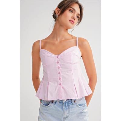 Lieveheersbeestje Hals Knopen-Voorkant Peplum Camisole Top