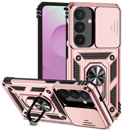 Coverup Hoesje - Geschikt voor Samsung Galaxy S26 Hoesje - Coverup Armor Ring Kickstand Back Cover met Camera Shield - Rose Gold