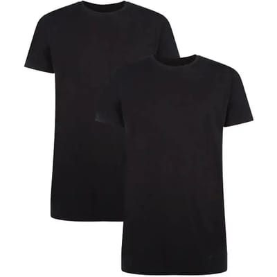 Comfortabel & Zijdezacht Bamboo Basics Long Fit T-Shirts Ruben ronde hals (2-pack) - Zwart - L