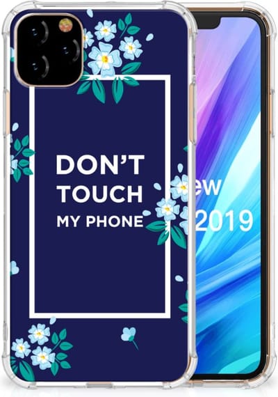 Apple iPhone 11 Pro Max Anti Shock Case Flowers Blue DTMP