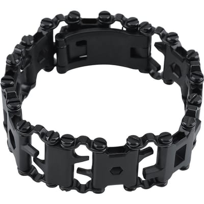 Bracelet Outil Multifonctionnel 29 en 1 en Acier Inoxydable pour l'Extérieur Bracelet Portable Punk noir