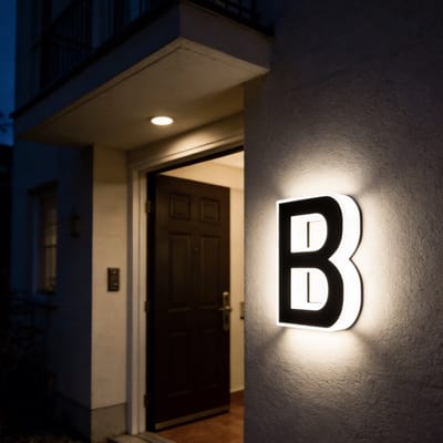 LED-Deurnummerverlichting - Groot Lettertype - Buitenhuisbord - Geschikt Voor Deuren, Poorten, Woningen, Winkels (B)