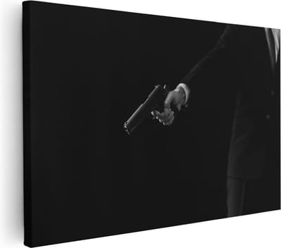 Artaza Canvas Schilderij Maffia - 30x20 cm - Klein - Muurdecoratie Mancave - Wanddecoratie Gangster - Kamer Accessoires