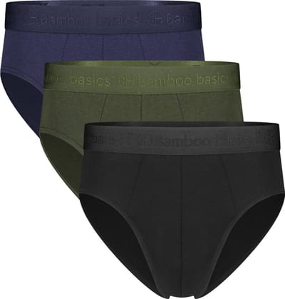 Comfortabel & Zijdezacht Bamboo Basics Slips James (3-pack) - Navy, Army & Zwart Ton Sur Ton - S