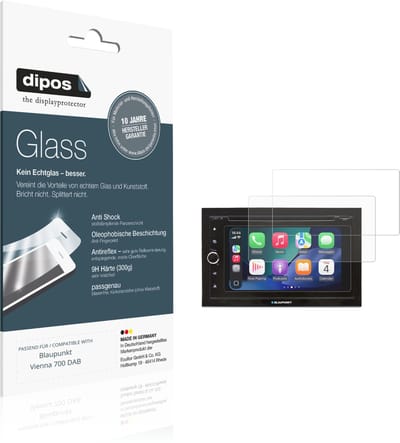 dipos – 2x Matte Pantserfolie geschikt voor Blaupunkt Vienna 700 DAB | 9H Screenprotector