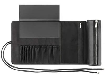 Dailygoods- Make-up Organizer Draaibaar - Make-up Organizer Lades - Make-up Organizer Transparant - Make-up Organizer Tas - Professionele Tas voor Kwasten - Oprolbaar Formaat 23,5 x 9,5 cm - Cosmetica Tas