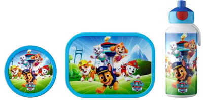 Mepal Lunchset (pop-up fles. lunchbox & fruitbox) Campus - 400 + 750 + 300 ml - Broodtrommel en Drinkbeker voor kinderen - Bento box - Pop-up drinkfles - Paw Patrol Pups