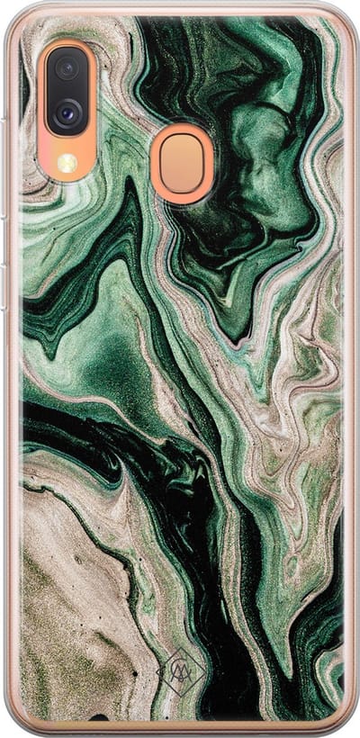 Casimoda® hoesje - Geschikt voor Samsung A40 - Groen marmer / Marble - Backcover - Siliconen/TPU - Groen