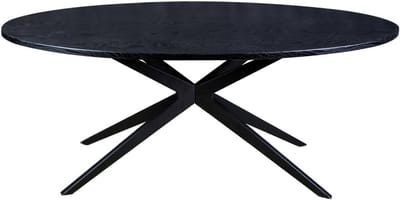 Eettafel ovaal - Eetkamertafel - Gezellig dineren - Stalen kruisvoet - 180cm lang - Zwart