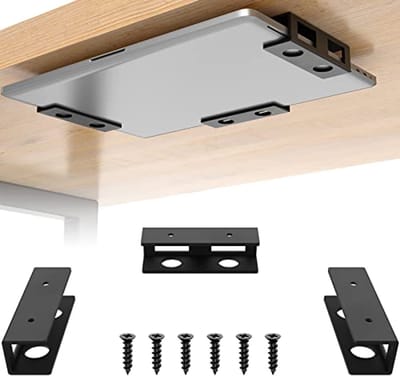 Onder Tafel Laptop Houder - Opslag Plank - Werkplek Organiseren - Ruimtebesparend Ontwerp - 3 stuks - Zwart