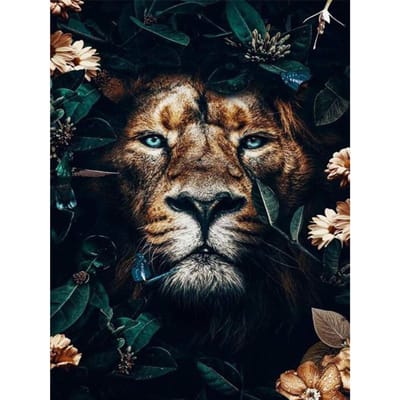 Lion mâle dans l'herbe 5D bricolage diamant peinture mosaïque broderie diamant peinture point de croix artisanat 20X30CM brown