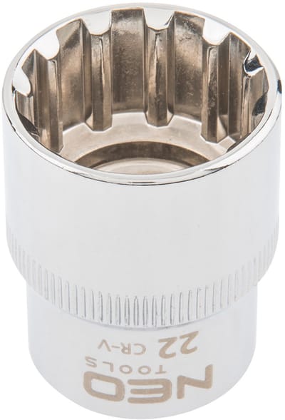 NEO Serie - Spline Dop 1/2" - 22 mm - CrV Staal - TÜV Certificaat