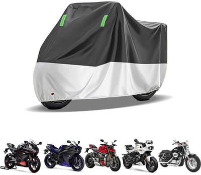 Motorhoes - Waterdichte motorhoes - Regen- en stofdichte motorbeschermhoes - UV-bescherming - Sneeuwbescherming - Alle seizoenen - Met reflecterende strips - 200*90*100cm -Geschikt voor bescherming van twee- en driewielige motorfietsen - Zwart,zilver