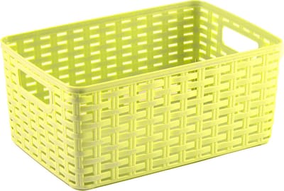 Plasticforte Opbergmand - Kastmand - rotan kunststof - limegroen - 10 Liter - 22 x 33 x 16 cm
