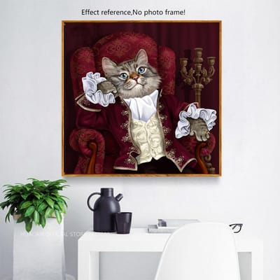 Peinture diamant chat gentleman 5D à faire soi-même, perceuse complète, décor de maison, image en strass, broderie diamant 30x30CM black