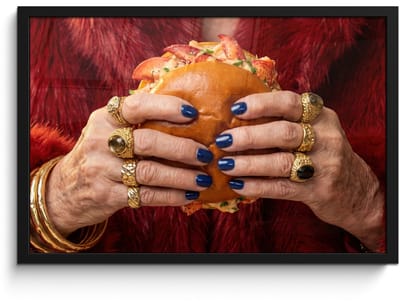 Poster in lijst - Fotolijst 60x40 cm - Posters - Broodje - Bontjas - Goud - Posterlijst zwart - Decoratie - Wanddecoratie woonkamer - Muurdecoratie slaapkamer
