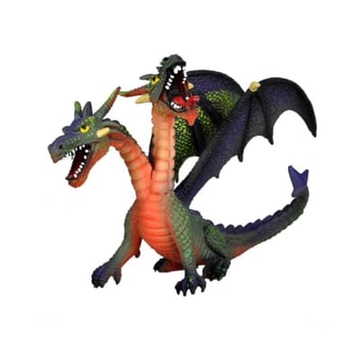 Bullyland 75596 – Speelfiguur en verzamelfiguur Tweekoppige Groene Draak – ca. 13 cm – fantasierijk en detailrijk vormgegeven – ideaal als fantasiefiguur en cadeau voor kinderen vanaf 3 jaar.