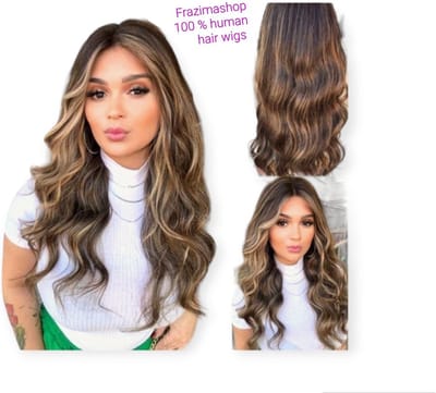 Frazimashop- Braziliaanse Remy pruik 24 inch - Highlight golf haren echte menselijke haren - real human hair 13x4 lace frontaal wig
