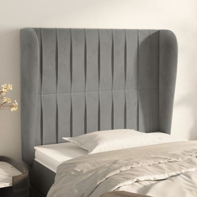 vidaXL - Hoofdbord - met - randen - 83x23x118/128 - cm - fluweel - lichtgrijs